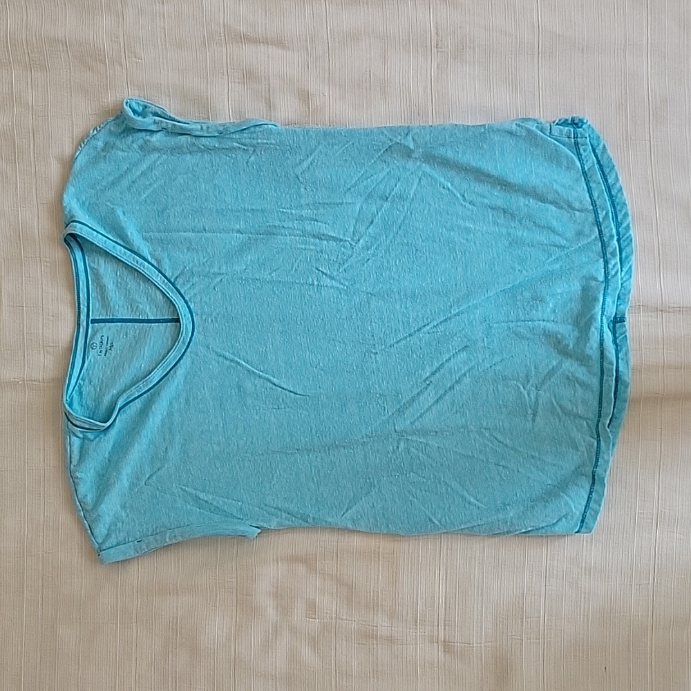 T By Talbot's Teal Blue Cotton Active Tank With Rolled Sleeves